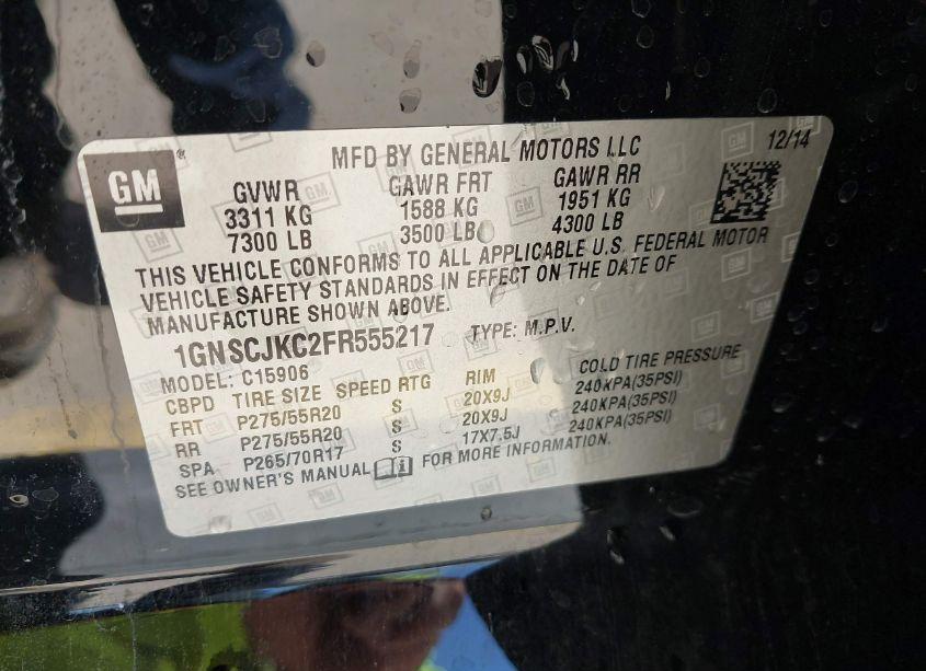 Photo 9 of 2015 Chevrolet Suburban 1500 LT (VIN 1GNSCJKC2FR555217)