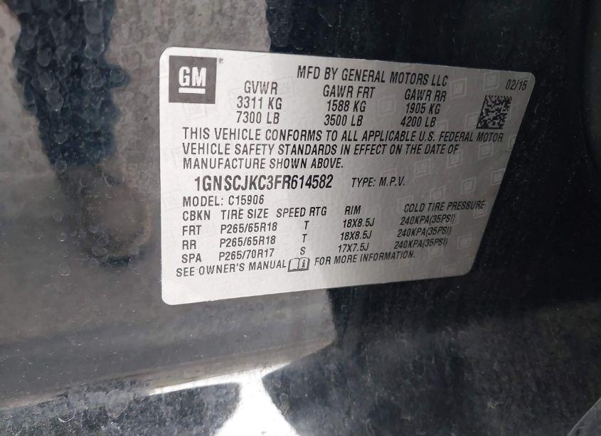 Photo 9 of 2015 Chevrolet Suburban 1500 LT (VIN 1GNSCJKC3FR614582)