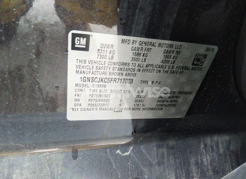 Photo 9 of 2015 Chevrolet Suburban 1500 LT (VIN 1GNSCJKC5FR717003)