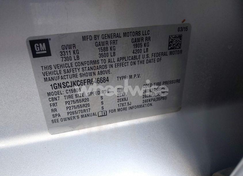 Photo 9 of 2015 Chevrolet Suburban 1500 LT (VIN 1GNSCJKC6FR646684)