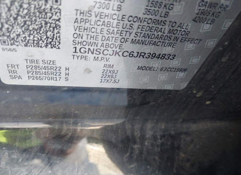 Photo 9 of 2018 Chevrolet Suburban PREMIER (VIN 1GNSCJKC6JR394833)