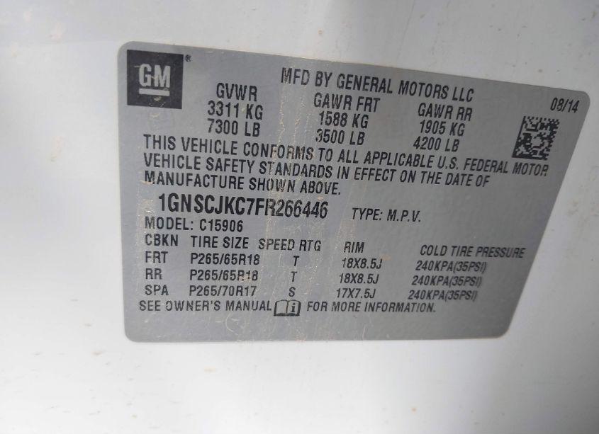 Photo 9 of 2015 Chevrolet Suburban 1500 LT (VIN 1GNSCJKC7FR266446)