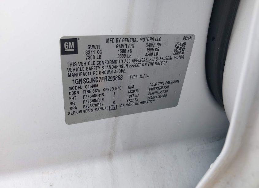 Photo 9 of 2015 Chevrolet Suburban 1500 LT (VIN 1GNSCJKC7FR296868)