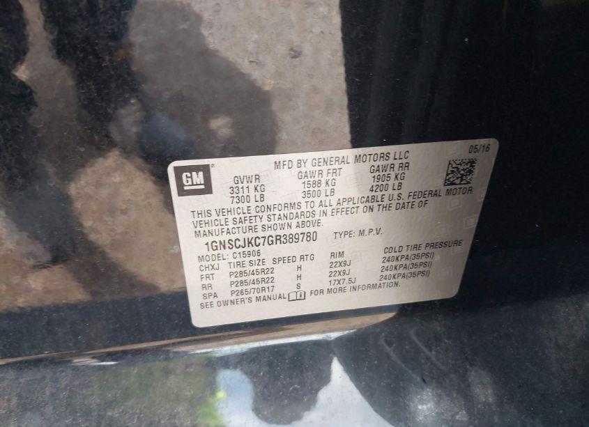 Photo 9 of 2016 Chevrolet Suburban LTZ (VIN 1GNSCJKC7GR389780)