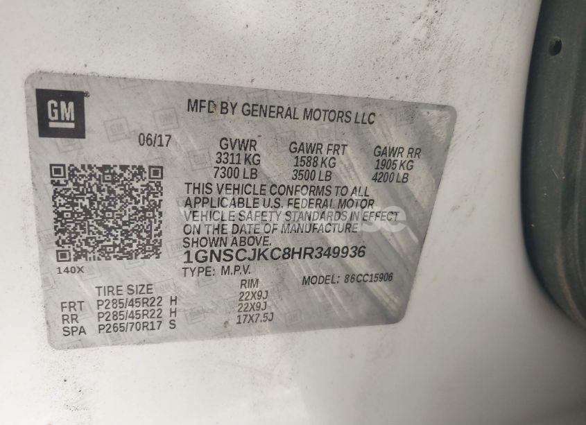 Photo 9 of 2017 Chevrolet Suburban PREMIER (VIN 1GNSCJKC8HR349936)