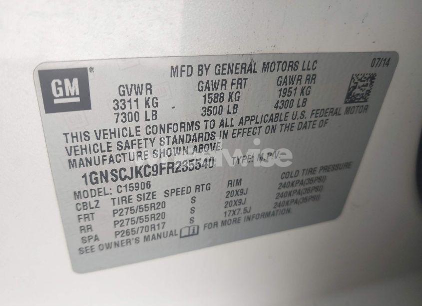 Photo 9 of 2015 Chevrolet Suburban 1500 LT (VIN 1GNSCJKC9FR235540)