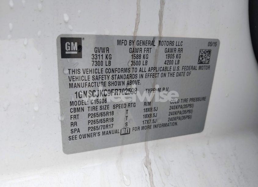 Photo 9 of 2015 Chevrolet Suburban 1500 LT (VIN 1GNSCJKC9FR702598)