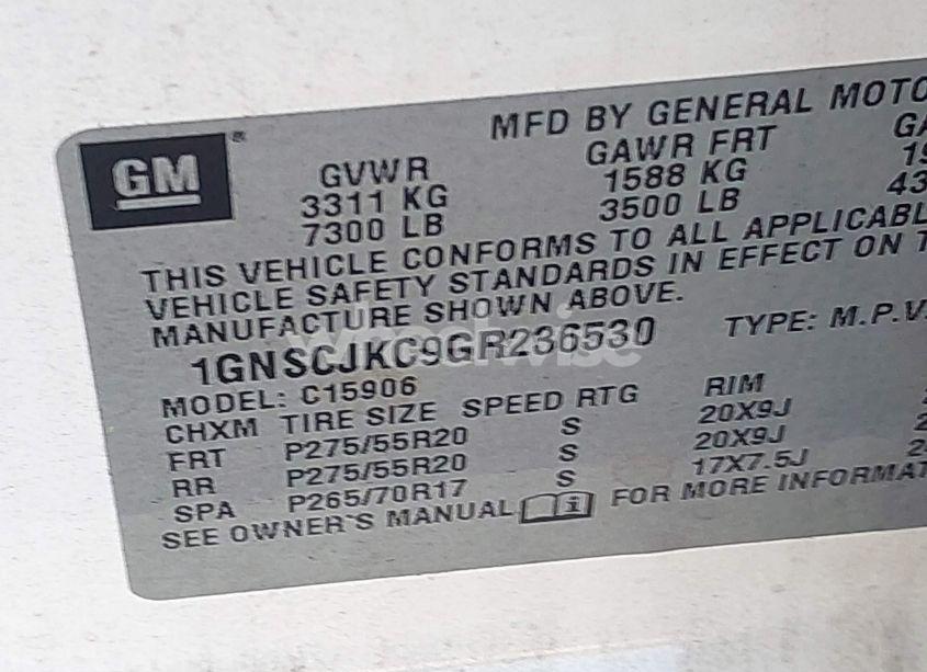 Photo 9 of 2016 Chevrolet Suburban LTZ (VIN 1GNSCJKC9GR236530)