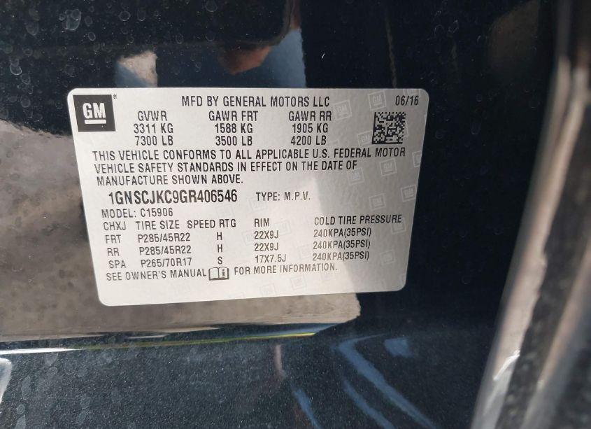 Photo 9 of 2016 Chevrolet Suburban LTZ (VIN 1GNSCJKC9GR406546)