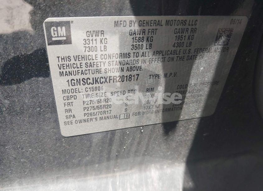 Photo 9 of 2015 Chevrolet Suburban 1500 LT (VIN 1GNSCJKCXFR201817)