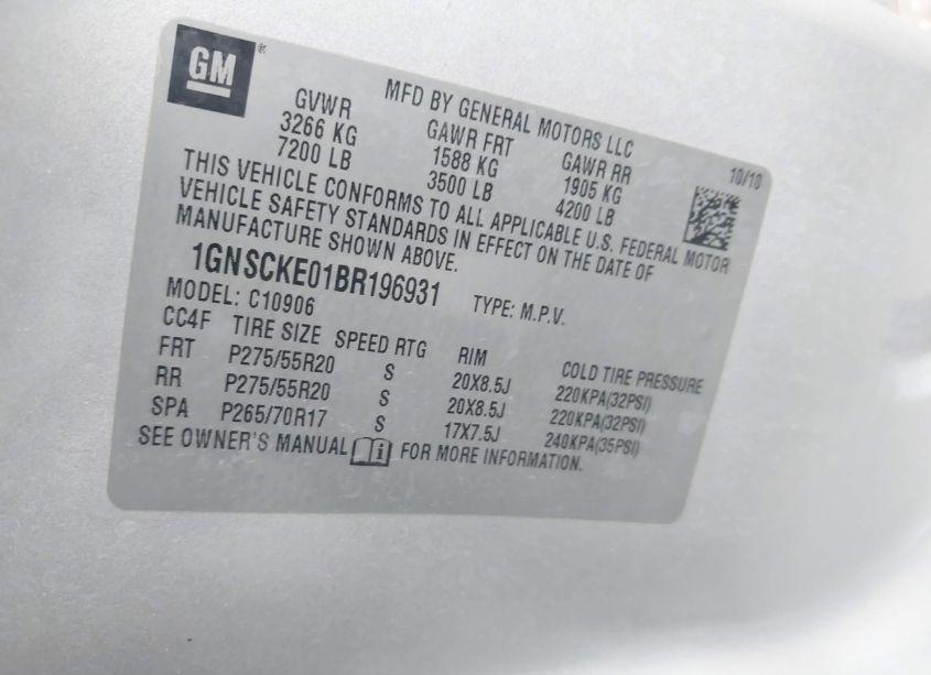 Photo 9 of 2011 Chevrolet Suburban 1500 LTZ (VIN 1GNSCKE01BR196931)