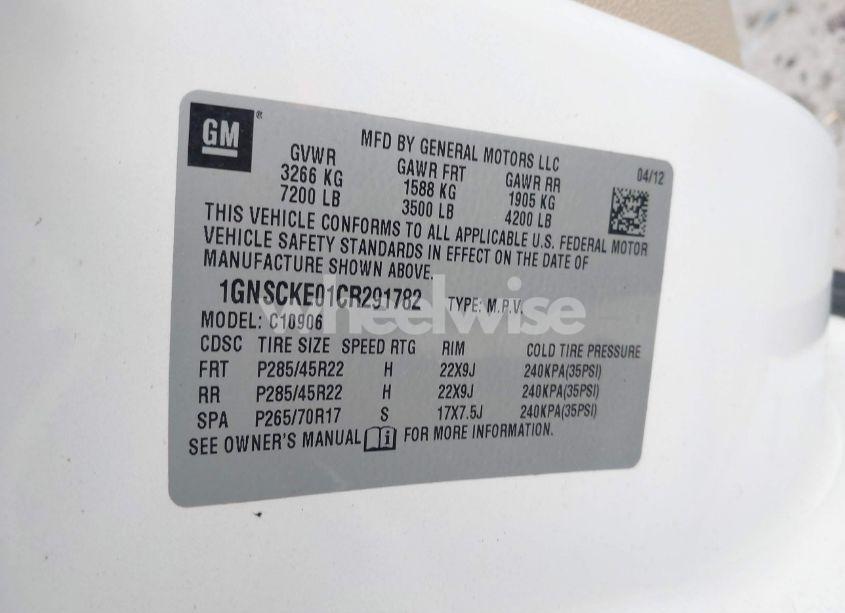 Photo 9 of 2012 Chevrolet Suburban 1500 LTZ (VIN 1GNSCKE01CR291782)