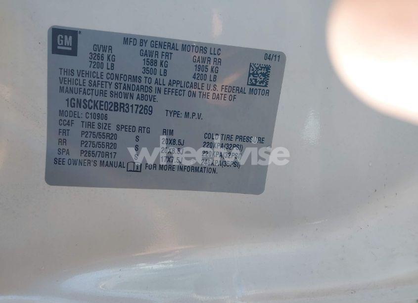 Photo 9 of 2011 Chevrolet Suburban 1500 LTZ (VIN 1GNSCKE02BR317269)