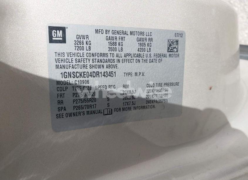 Photo 9 of 2013 Chevrolet Suburban 1500 LTZ (VIN 1GNSCKE04DR143451)