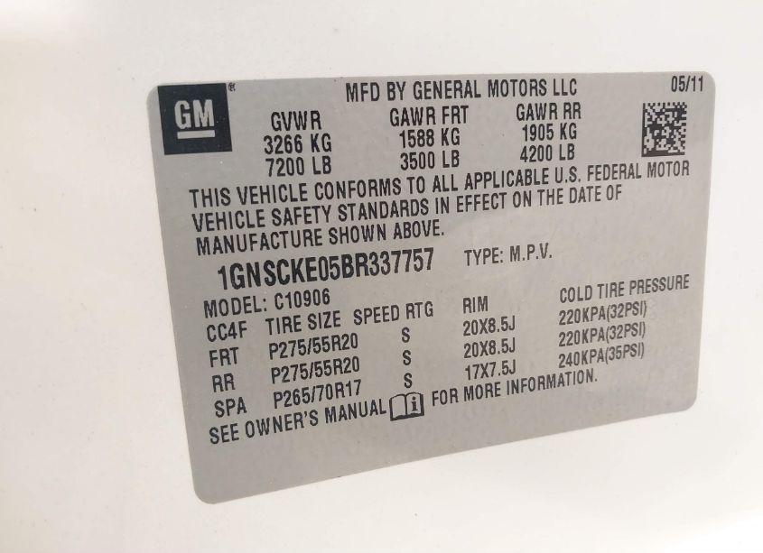 Photo 9 of 2011 Chevrolet Suburban 1500 LTZ (VIN 1GNSCKE05BR337757)