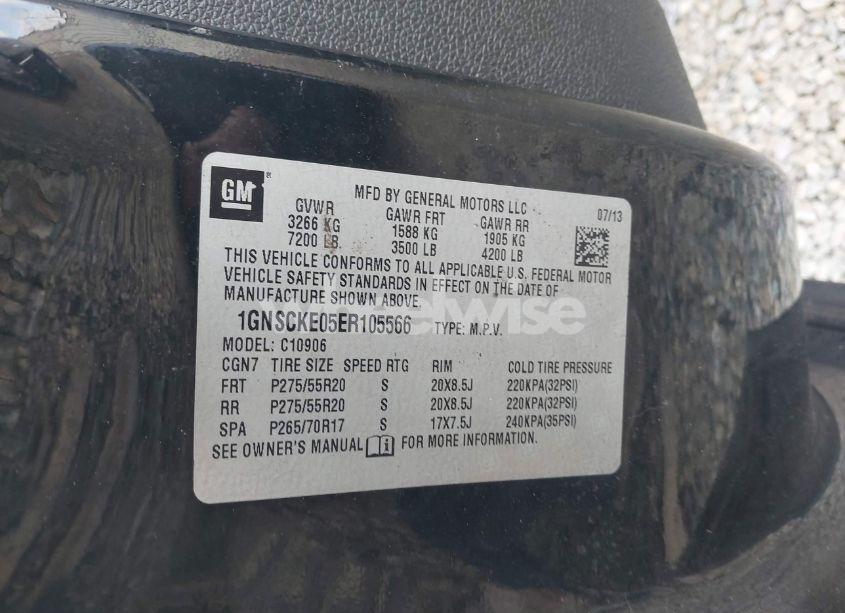 Photo 9 of 2014 Chevrolet Suburban 1500 LTZ (VIN 1GNSCKE05ER105566)