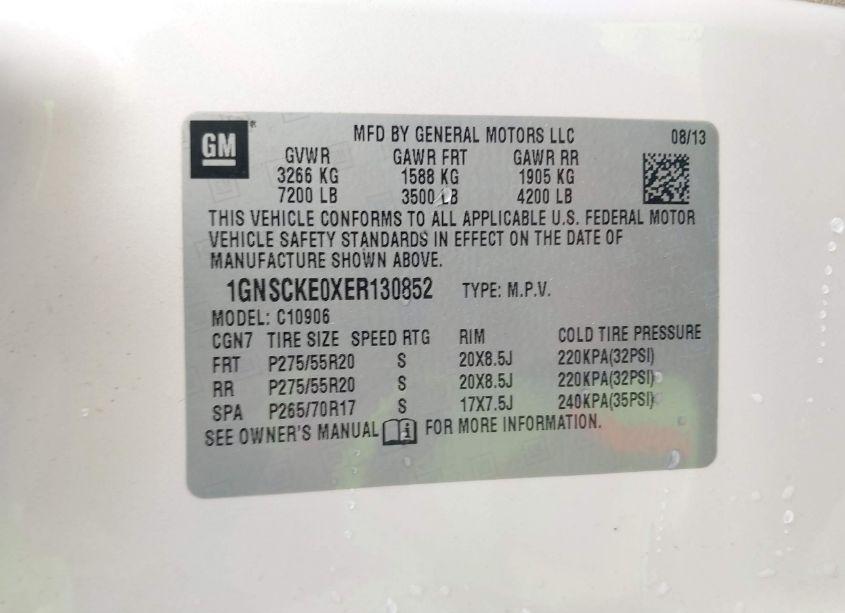 Photo 9 of 2014 Chevrolet Suburban 1500 LTZ (VIN 1GNSCKE0XER130852)