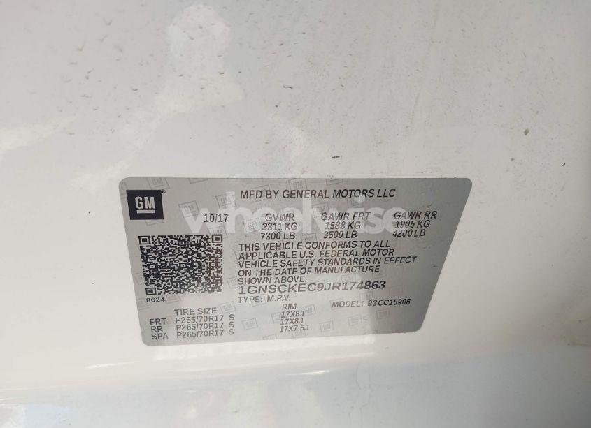 Photo 9 of 2018 Chevrolet Suburban COMMERCIAL FLEET (VIN 1GNSCKEC9JR174863)