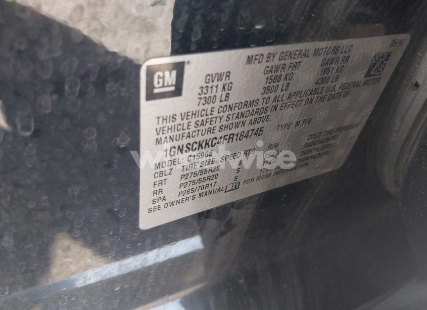 Photo 9 of 2015 Chevrolet Suburban 1500 LTZ (VIN 1GNSCKKC4FR184745)