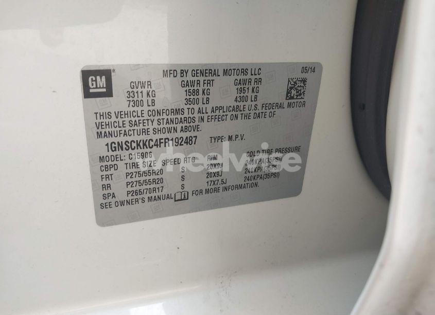 Photo 9 of 2015 Chevrolet Suburban 1500 LTZ (VIN 1GNSCKKC4FR192487)