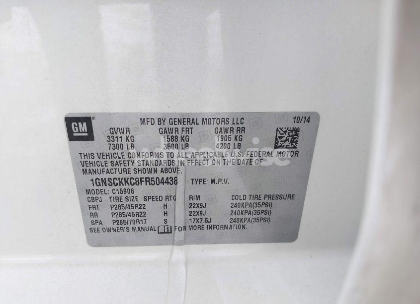 Photo 9 of 2015 Chevrolet Suburban 1500 LTZ (VIN 1GNSCKKC8FR504438)