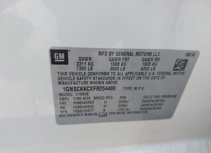 Photo 9 of 2015 Chevrolet Suburban 1500 LTZ (VIN 1GNSCKKCXFR254488)