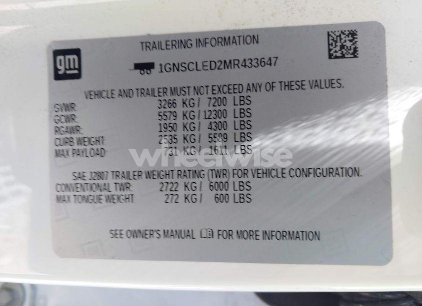 Photo 9 of 2021 Chevrolet Tahoe 2WD COMMERCIAL FLEET (VIN 1GNSCLED2MR433647)