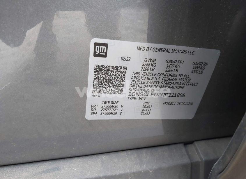 Photo 9 of 2022 Chevrolet Tahoe 2WD COMMERCIAL FLEET (VIN 1GNSCLED2NR211806)