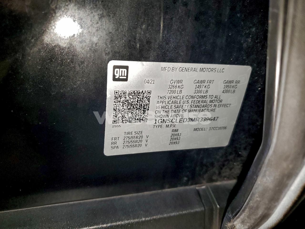 Photo 13 of 2021 CHEVROLET TAHOE C1500 (VIN 1GNSCLED3MR339647)