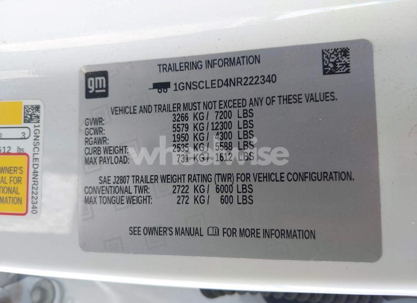 Photo 9 of 2022 Chevrolet Tahoe 2WD COMMERCIAL FLEET (VIN 1GNSCLED4NR222340)