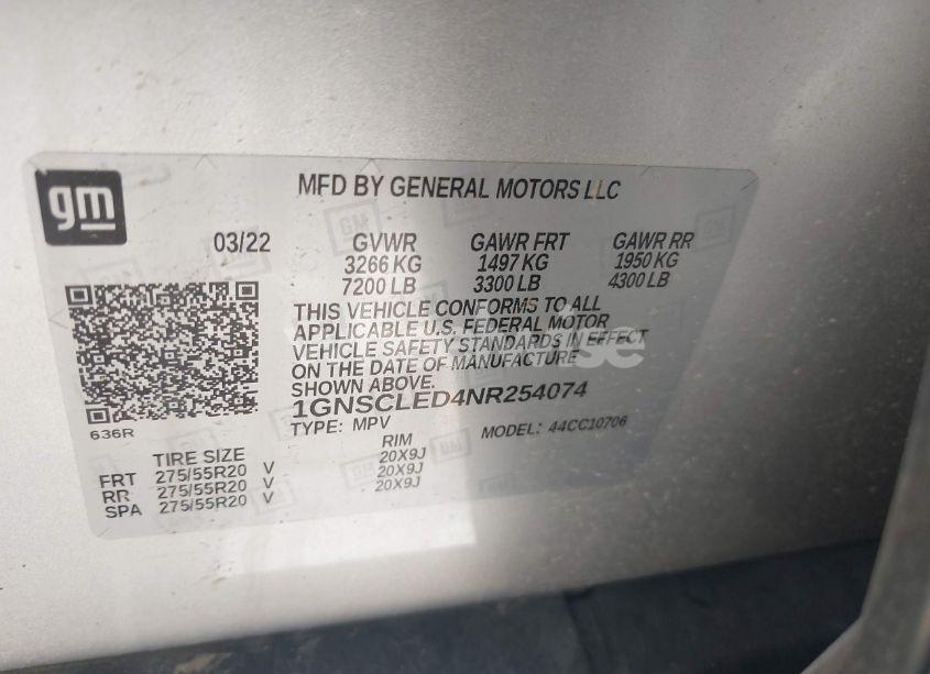 Photo 9 of 2022 Chevrolet Tahoe 2WD COMMERCIAL FLEET (VIN 1GNSCLED4NR254074)