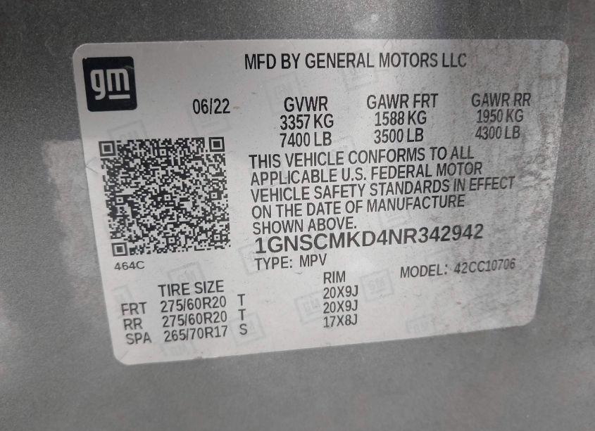 Photo 9 of 2022 Chevrolet Tahoe 2WD LS (VIN 1GNSCMKD4NR342942)