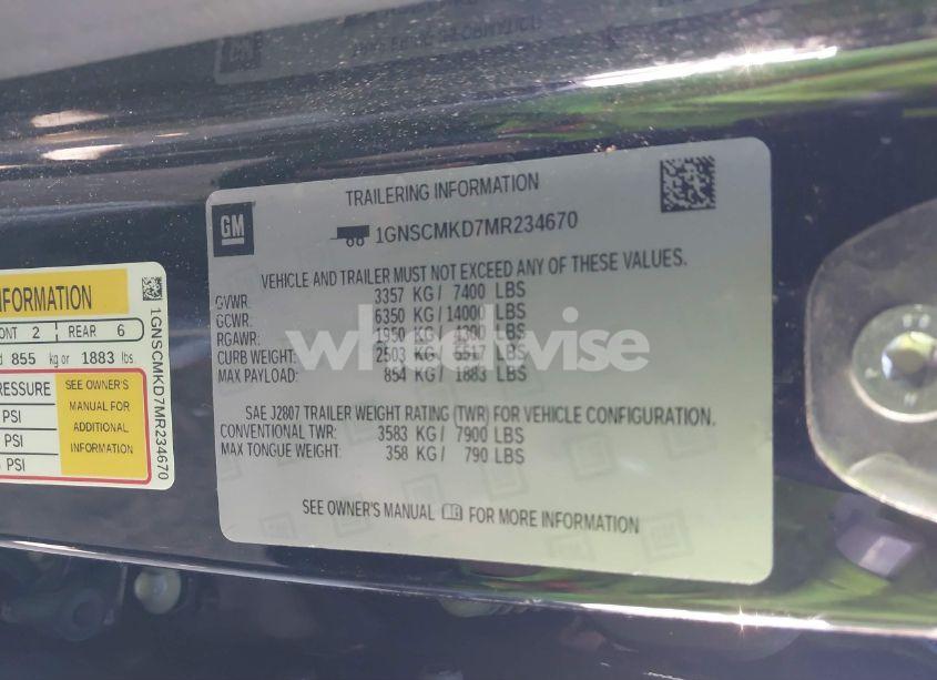 Photo 9 of 2021 Chevrolet Tahoe 2WD LS (VIN 1GNSCMKD7MR234670)