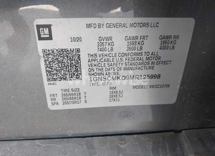 Photo 8 of 2021 Chevrolet Tahoe 2WD LS (VIN 1GNSCMKD9MR195998)