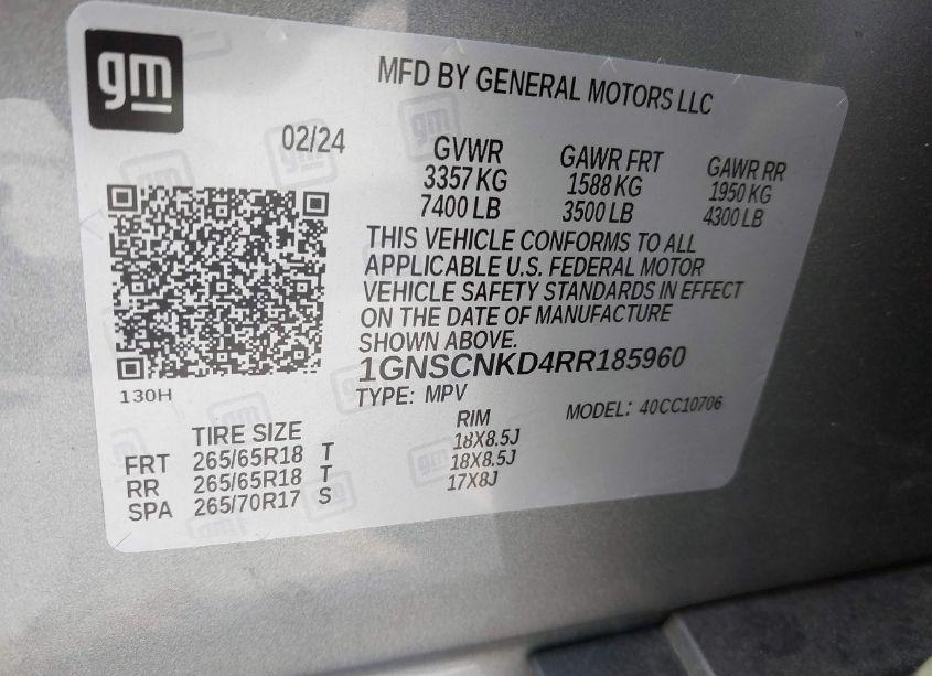 Photo 9 of 2024 Chevrolet Tahoe 2WD LT (VIN 1GNSCNKD4RR185960)