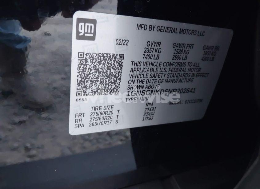 Photo 9 of 2022 Chevrolet Tahoe 2WD LT (VIN 1GNSCNKD6NR202641)