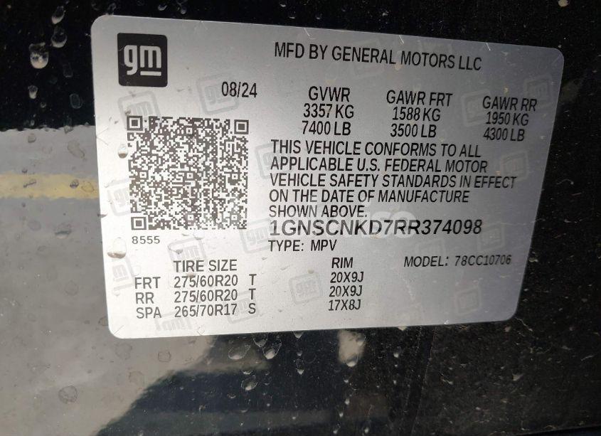 Photo 9 of 2024 Chevrolet Tahoe 2WD LT (VIN 1GNSCNKD7RR374098)