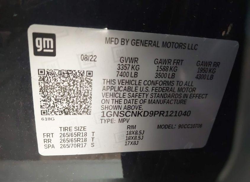 Photo 9 of 2023 Chevrolet Tahoe 2WD LT (VIN 1GNSCNKD9PR121040)