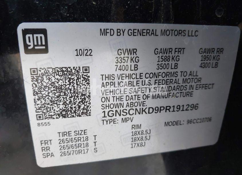 Photo 9 of 2023 Chevrolet Tahoe C1500 LT (VIN 1GNSCNKD9PR191296)