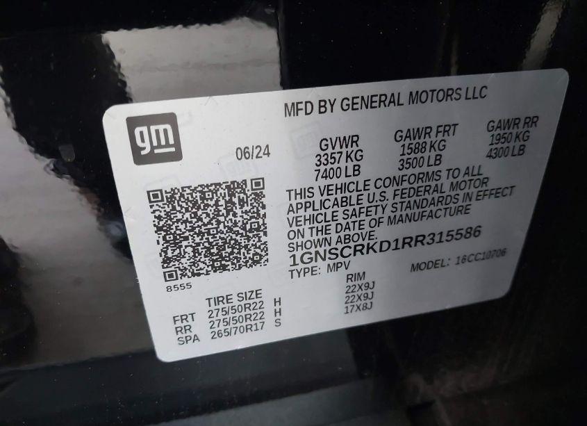 Photo 9 of 2024 Chevrolet Tahoe 2WD RST (VIN 1GNSCRKD1RR315586)