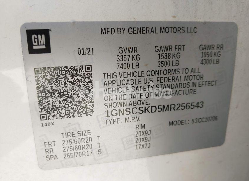 Photo 9 of 2021 Chevrolet Tahoe 2WD PREMIER (VIN 1GNSCSKD5MR256543)