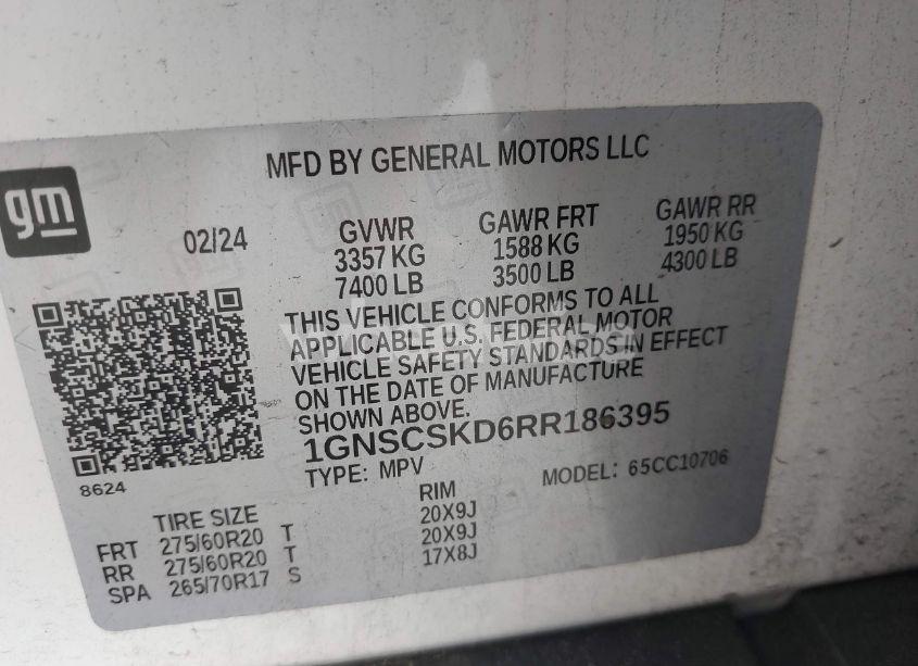 Photo 9 of 2024 Chevrolet Tahoe 2WD PREMIER (VIN 1GNSCSKD6RR186395)