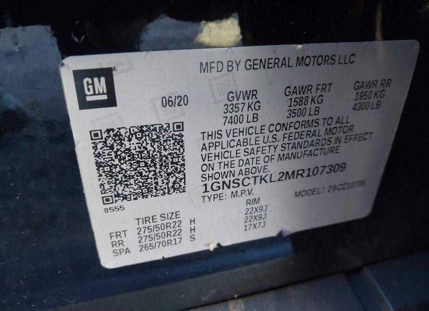 Photo 9 of 2021 Chevrolet Tahoe 2WD HIGH COUNTRY (VIN 1GNSCTKL2MR107309)