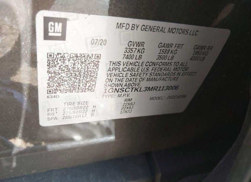 Photo 9 of 2021 Chevrolet Tahoe 2WD HIGH COUNTRY (VIN 1GNSCTKL3MR113006)