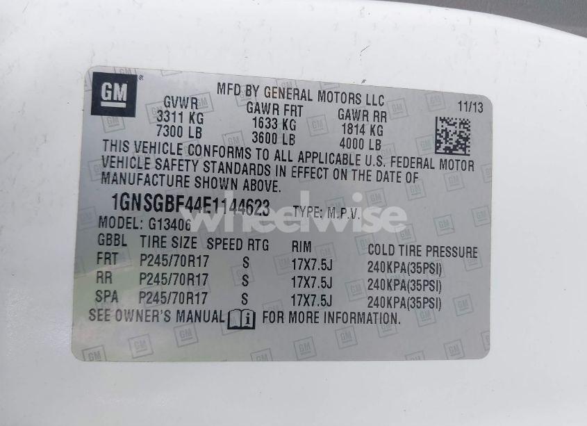 Photo 9 of 2014 Chevrolet Express 1500 LS (VIN 1GNSGBF44E1144623)