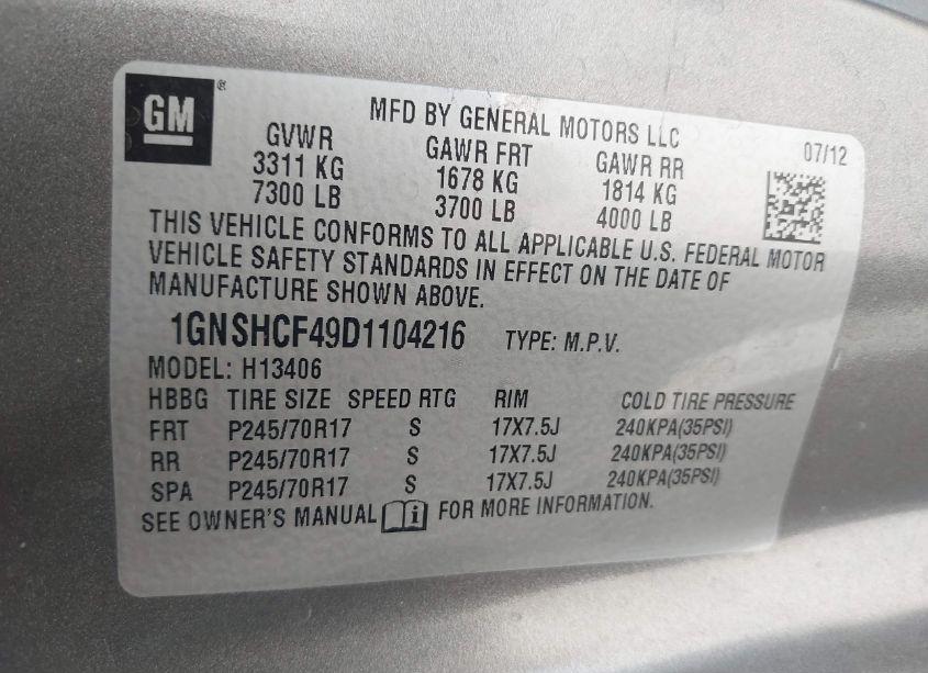 Photo 9 of 2013 Chevrolet Express 1500 LT (VIN 1GNSHCF49D1104216)