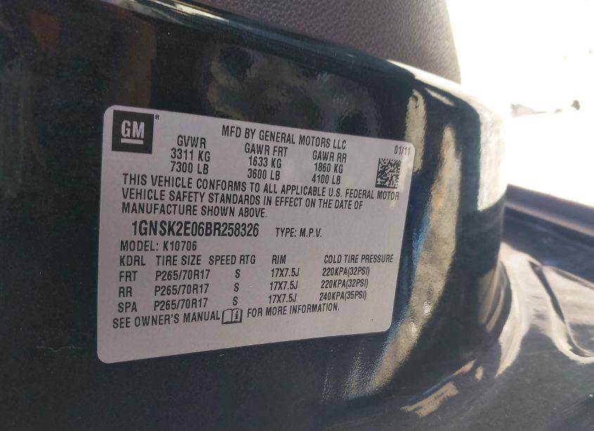 Photo 9 of 2011 Chevrolet Tahoe COMMERCIAL FLEET (VIN 1GNSK2E06BR258326)