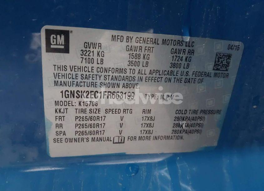 Photo 9 of 2015 Chevrolet Tahoe COMMERCIAL FLEET (VIN 1GNSK2EC1FR663199)