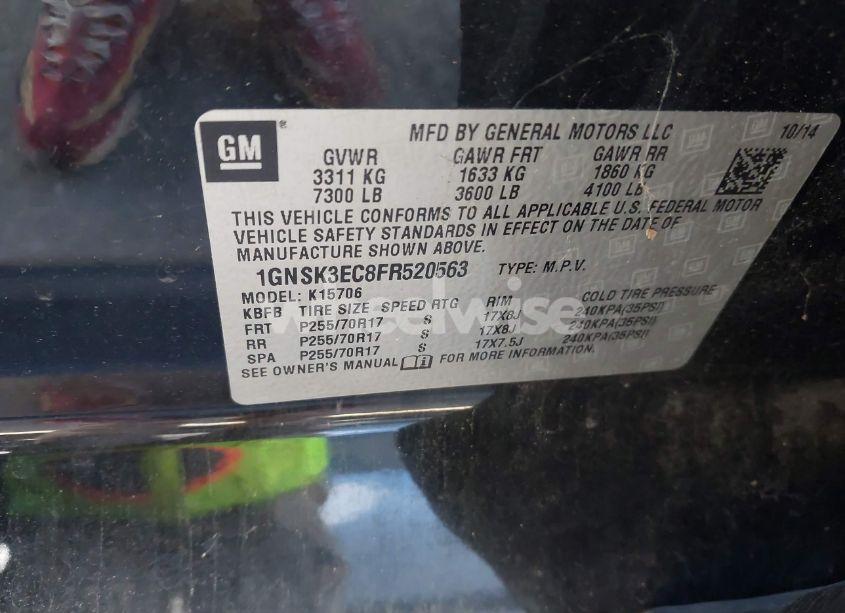 Photo 9 of 2015 Chevrolet Tahoe COMMERCIAL FLEET (VIN 1GNSK3EC8FR520563)