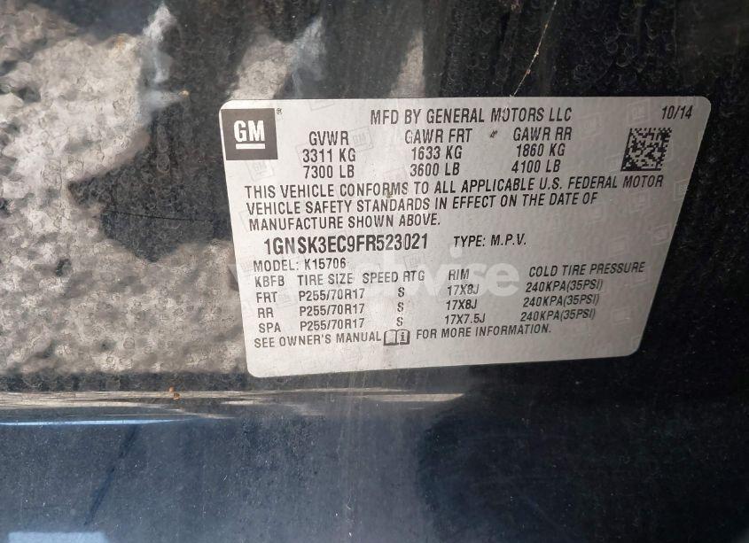 Photo 9 of 2015 Chevrolet Tahoe COMMERCIAL FLEET (VIN 1GNSK3EC9FR523021)